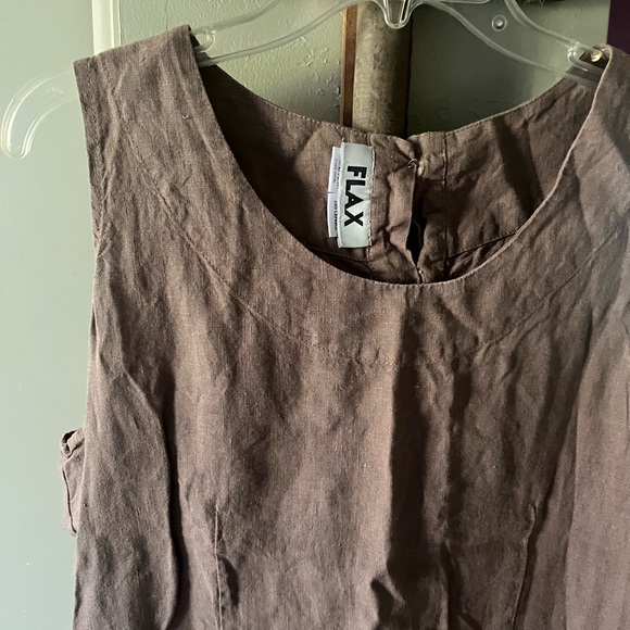 FLAX by Jeanne Engelhart Sleeveless Linen Shift Dress - Brown - Picture 2 of 5